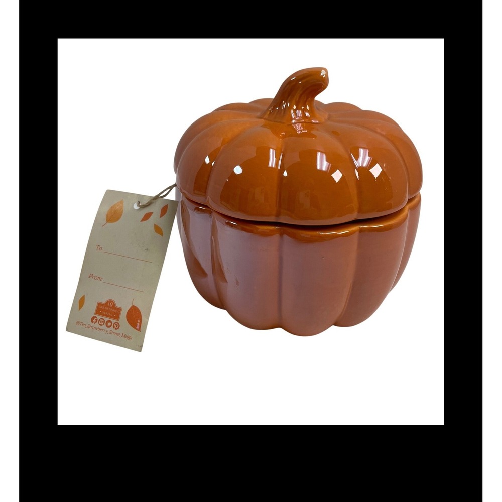 10 Strawberry Street Whimsical Cupboard Orange Iridescent Pumpkin Canister Jar